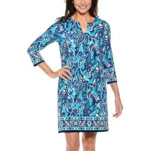 Coolibar UPF 50+ Women's Oceanside Tunic Dress Blue Vintage Paisley XL NWOT